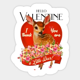 Adorable Deer Love: Retro Art, Cute Cartoon Baby Deer T-Shirt Sticker